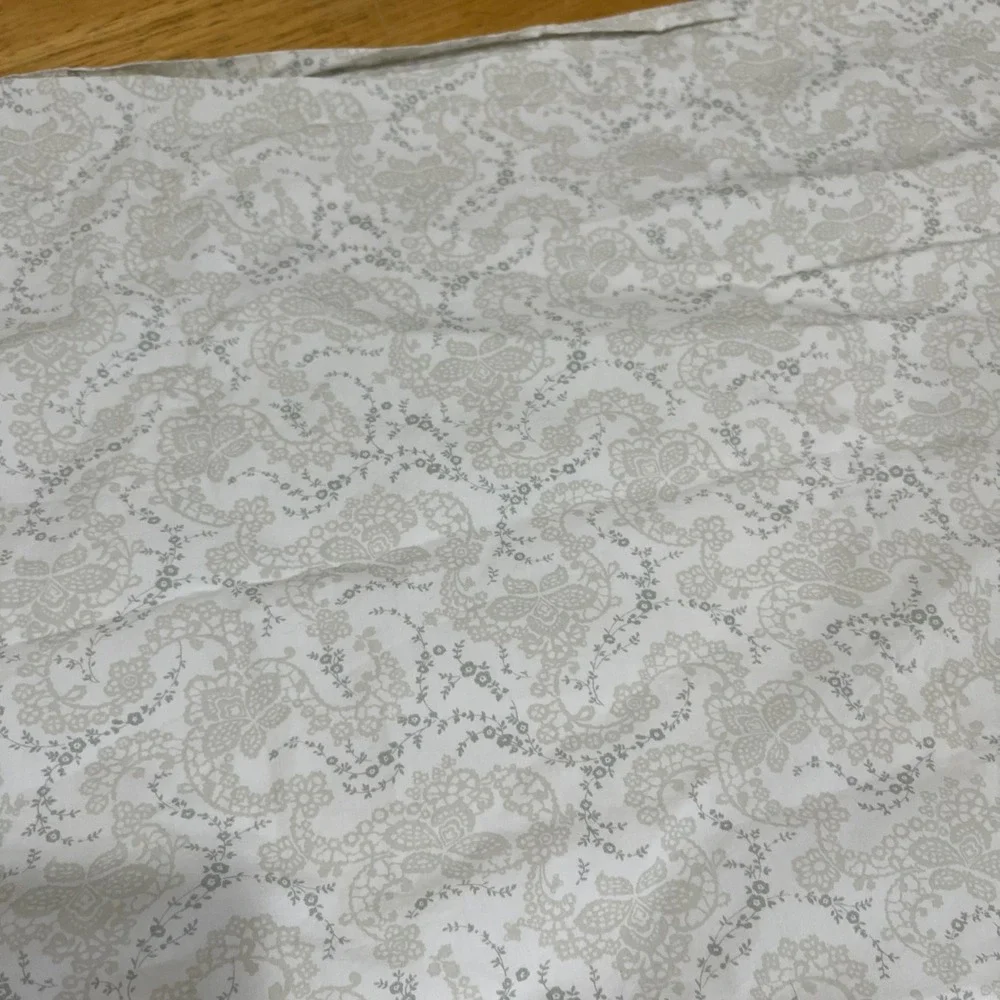 Simply Shabby Chic King Pillowcase Floral‎ Paisley Lace Print White Beige Cotton